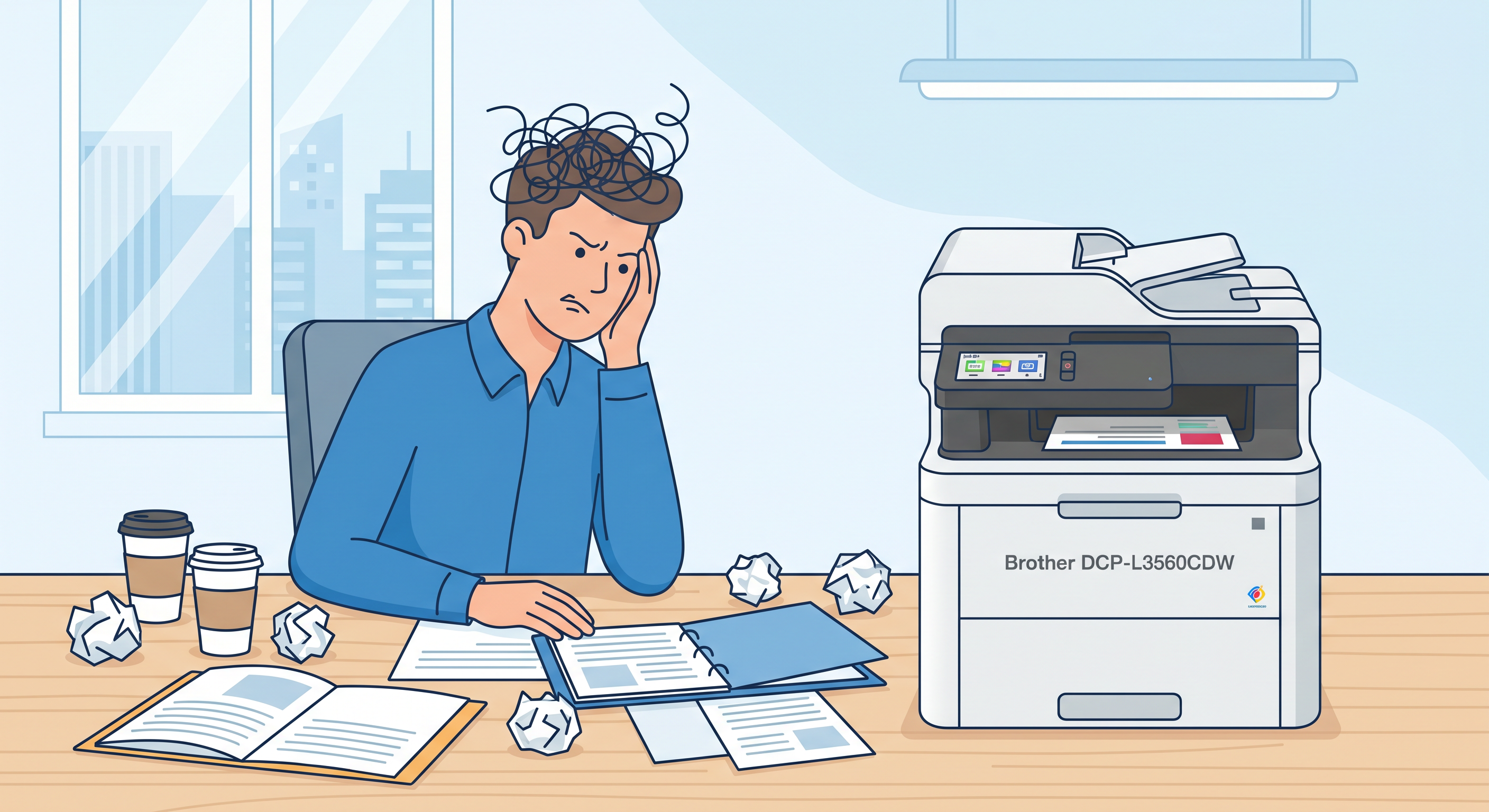 Brother DCP-L3560CDW y papeles desordenados